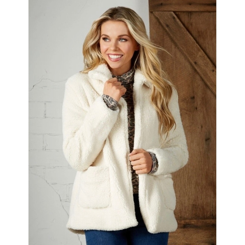 Mud Pie Carrington Teddy Jacket Cream Sherpa Fleece Women's Medium
NEW